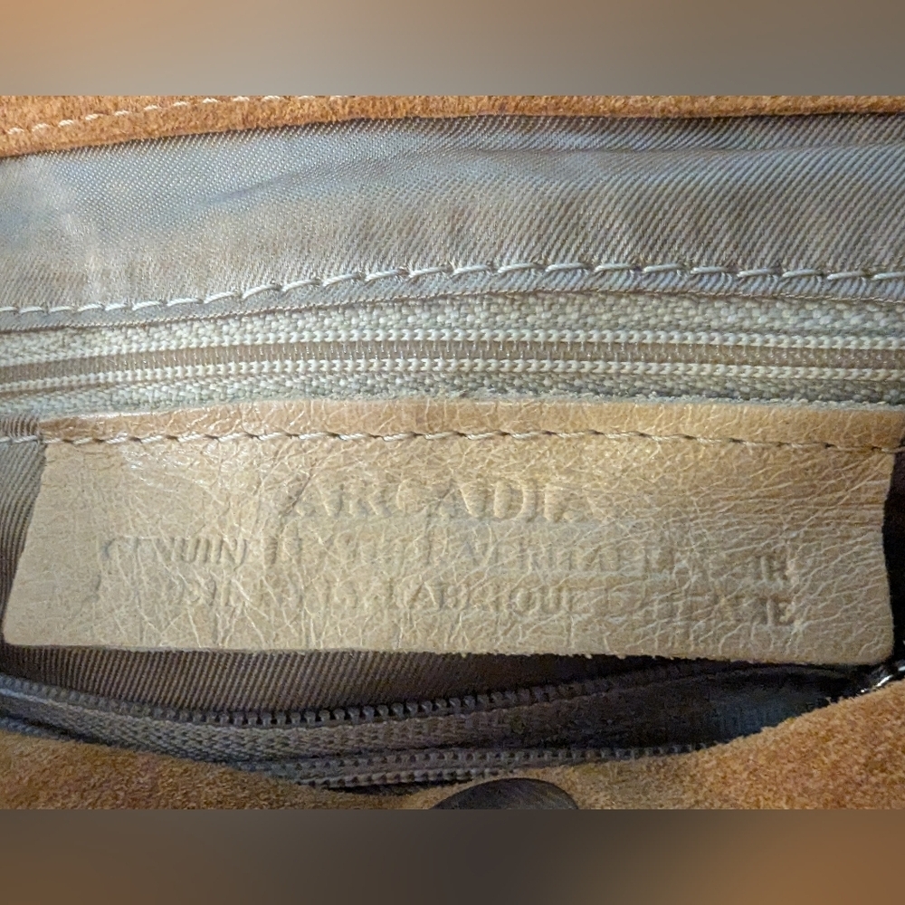 Y2K Arcadia Italy Leather vintage hobo bag gold with butterfly embossing. Rare! - Picture 15 of 15